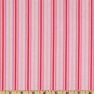   Folk Heart Stripe Pink/Raspberry Fabric By The Yard Arts, Crafts