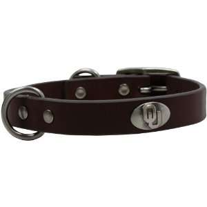  Oklahoma Sooners Brown Leather Concho Dog Collar Pet 