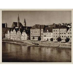  1928 Quay River Enns Steyr Upper Austria Photogravure 