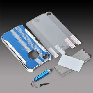   Blue Chrome Luxury Steel Skin Cover Case+Stylus Pen+Screen Film  