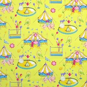  45 Wide Circus The Big Tent Yellow Fabric By The Yard 