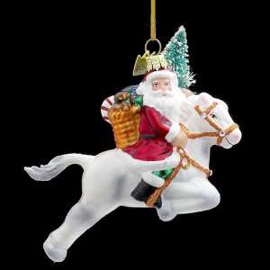   Santa Claus on Horse with Tree Christmas Ornaments 4