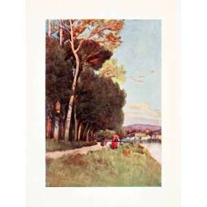 1905 Color Print Goff Cascine Park Florence Italy Arno River Tuscany 