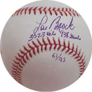   Baseball with Career Hits and Steals Inscriptions