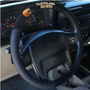  Cleveland Browns Black Poly Suede & Mesh Steering Wheel 