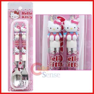   Hello Kitty Spoon & Fork Set w/ Case  Stainless Steel & Figure Handle