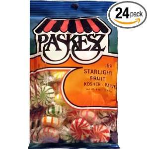 Paskesz Candy, Starlite Fruit Pinwheels, 4 Ounce Bags (Pack of 24)