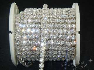   clear crystal rhinestone close chain trims SS18 4.3mm silver 6.6 meter
