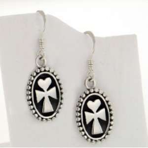   Sterling Silver Heart Peace Ankh Oval Cross Earrings Jewelry