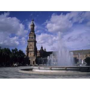  The Fountains of the Plaza De Espana in Seville on a 