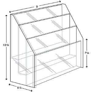  Brochure Holder  Clear Acrylic, Three Tier, Three Pocket 