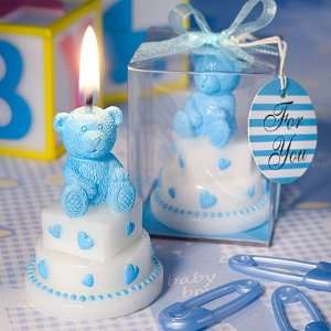Adorable Blue Teddy Bear cake candle favor 
