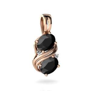  14k Rose Gold Oval Genuine Black Onyx Pendant Jewelry