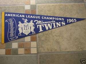 Minnesota Twins CHAMPIONS Pennant w/ Names   1965  