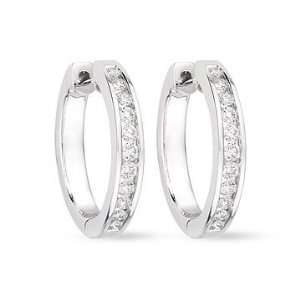  1/2 Carat Diamond 14K White Gold Hoop Earrings Jewelry