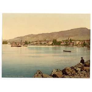   Reprint of Vevey, the quay, Geneva Lake, Switzerland