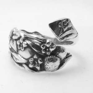 STERLING SILVER spoon ring FLOWERS (Small Size Young Lady)  