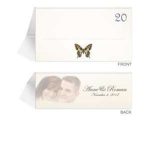  170 Photo Place Cards   Butterfly Taupe & Pewter Office 