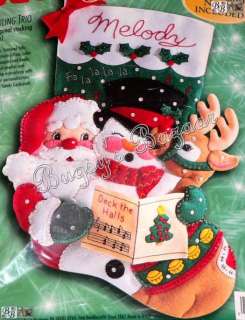 Bucilla CAROLING TRIO Santa Felt Christmas Stocking Kit  