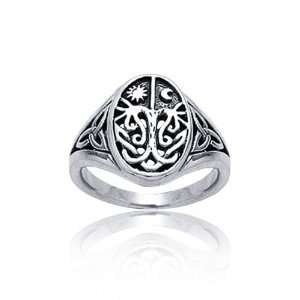   Sterling Silver Celestial Tree of Life Celtic Ring   size 9 Jewelry
