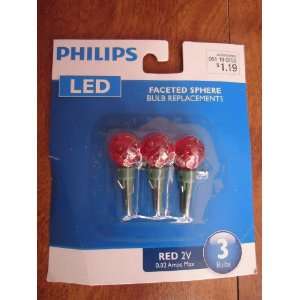 Philips 3 LED faceted Sphere Replacement Christmas light bulbs   RED 
