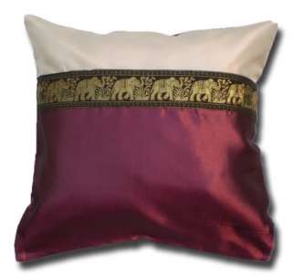 Pillow Casie Cusion Thai Silk THROW 17x17 Elephant KX  