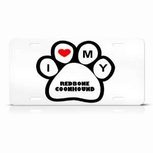Redbone Coonhound Dog Dogs White Animal Metal License Plate Wall Sign 
