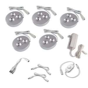  5 Piece Cree Dimmable LED Puck Light Kit   neutral white 