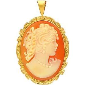    14K Gold Shell Cameo Pin Pendant Necklace Jewelry C Jewelry