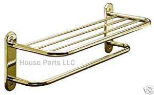 24 Polished Brass Hotel shelf towel holder Spa rack  