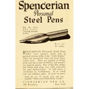 1925 Vintage Ad Spencerian Steel Fountain Pen No. 42   Original Print 