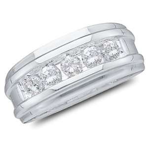   Band Ring   w/ Channel Set Round Diamonds   (7mm Band Width)   (1/4