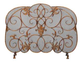 This single panel fireplace screen has a French design and includes 