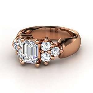  Astrid Ring, Emerald Cut Diamond 14K Rose Gold Ring 