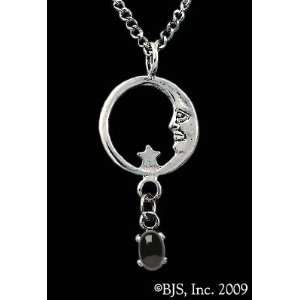  Moon Star Necklace, Sterling Silver, Black Onyx set gemstone, Moon 