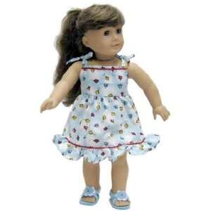  Blue Bird Print Doll Sun Dress with Matching Sandals Toys 