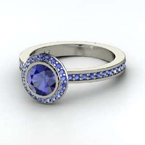  Roxanne Ring, Round Sapphire 14K White Gold Ring Jewelry