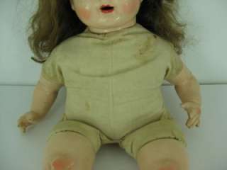 Vintage Antique ? Baby Hendren Composition Cloth Doll 17  