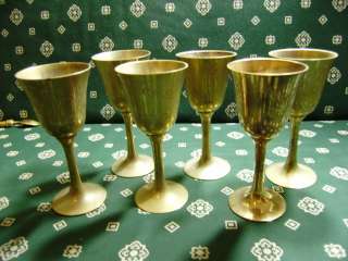 LOT 6 VINTAGE LIQUER GLASSES 5 BRONZE+1 24K GOLD RARE  