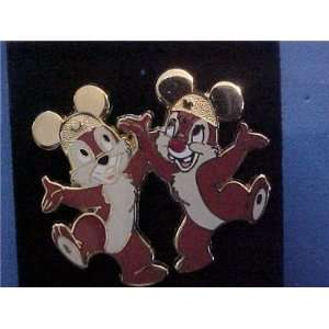  Disney Chip & Dale Golden Mickey Mouse Ears Pin 