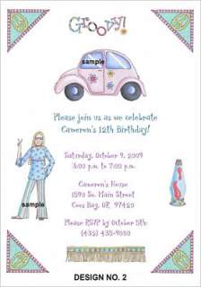 Hippie Peace 60s Birthday Party Invitations supplies  