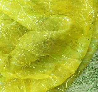 Yellow & Green 100% Silk Chiffon Scarf Metallic Accents  