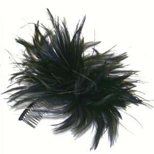   Bendable Coiled Feather Plume Fascinator Comb   BLACK 