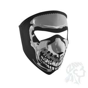   Neoprene Small Face Mask, Glow in the Dark, Chrome Skull Automotive