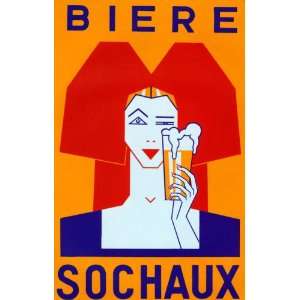  GLASS OF BEER BIERE SOCHAUX 24 X 36 VINTAGE POSTER REPRO 