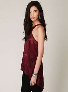 NEW FREE PEOPLE Gorgeous Floral LASER CUT TUNIC w/Keyhole Opening XS 