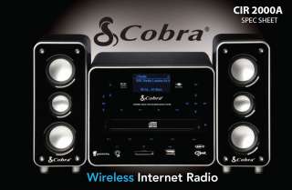 Cobra CIR2000A Wireless Internet Radio + /FM/LCD Display + Dual 