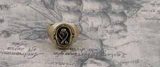   Gothic GOLD PLATED SKULL CROSSBONES PIRATE KNUCKLE GOTH RING  