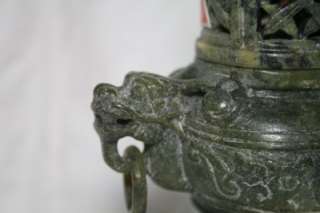 1960s VINTAGE Chinese Soapstone Incense Burner Tower Dragon CARVING 