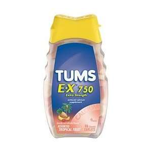  Tums E X 750 Extra Strength Antacid Tablets Tropical Fruit 